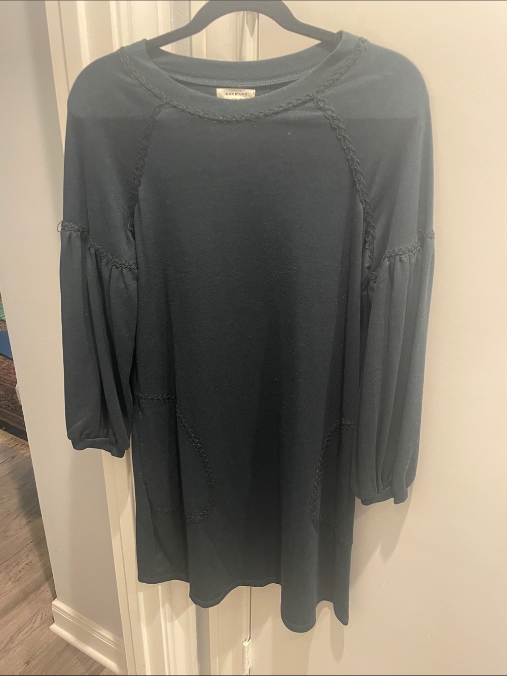 Waffle Point Navy Puff-Sleeve Women's Dress